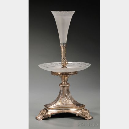 Silver-plate and Glass Epergne