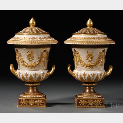 Pair of Wedgwood Victoriaware Vases and Covers