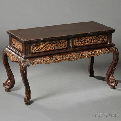 Inlaid Gilt and Painted Lacquer Low Table