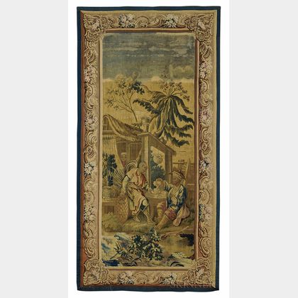 Aubusson Tapestry of Two Chinamen Taking Tea 