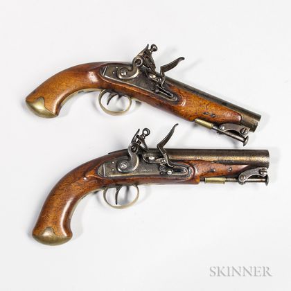 Pair of English Rigby Flintlock Pistols