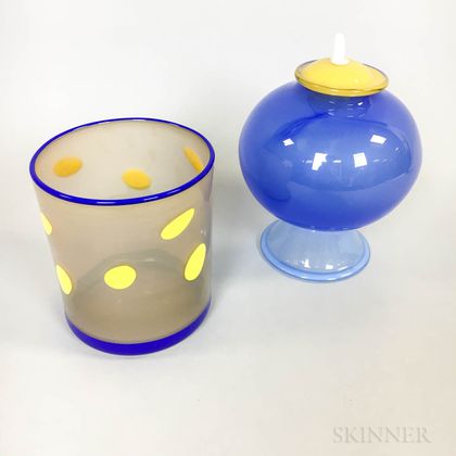 Lindean Mill Studio Art Glass Vase and Covered Jar