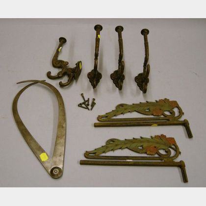 Group of Cast Iron Decorative Hardware and Calipers