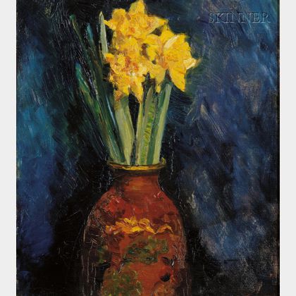 John Joseph Enneking (American, 1841-1916) Daffodils in a Vase