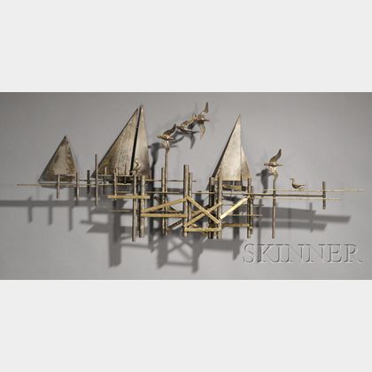 Pier Scene Wall Sculpture Attributed to Curtis Jere
