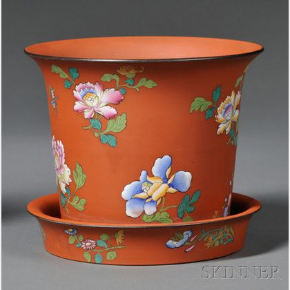 Wedgwood Rosso Antico Cache Pot and Stand