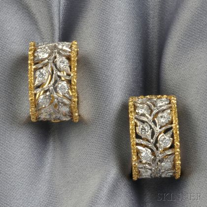 18kt Gold and Diamond Earclips, Buccellati