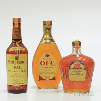 Mixed Canadian, 2 quart bottles 1 4/5 quart bottle 