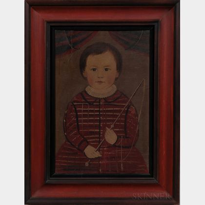 Attributed to William Matthew Prior (Massachusetts/Maine, 1806-1873) Portrait of a Boy in a Red Dress Holding a Riding Crop