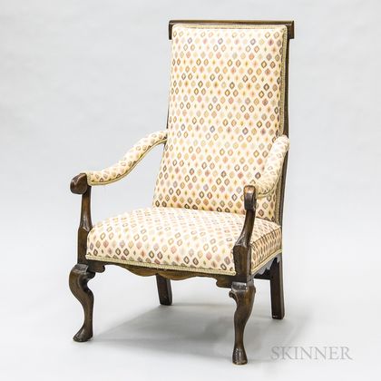 Continental Baroque-style Upholstered Walnut Armchair