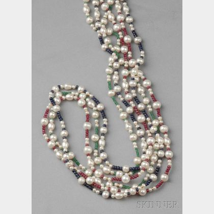Three Freshwater Pearl and Gemstone Bead Necklaces