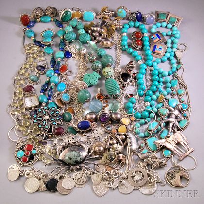 Group of Mostly Sterling Silver and Southwestern Jewelry