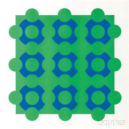 Victor Vasarely (Hungarian/French, 1908-1997) Untitled (Blue and Green)