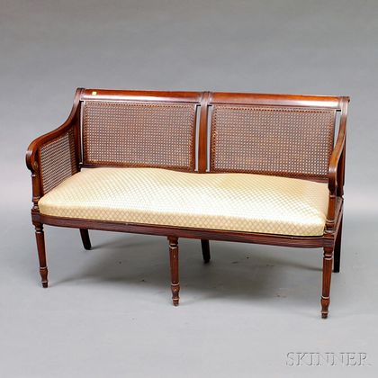 Classical-style Mahogany Caned-back Settee