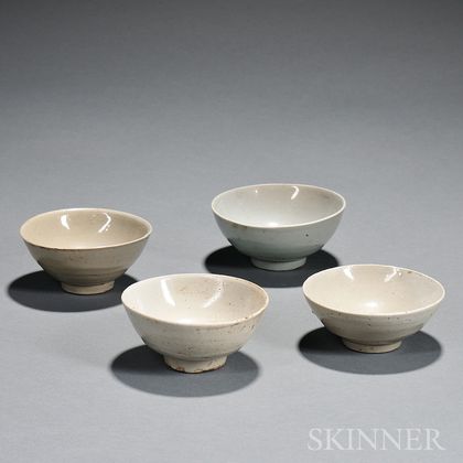 Four Pale Celadon Bowls