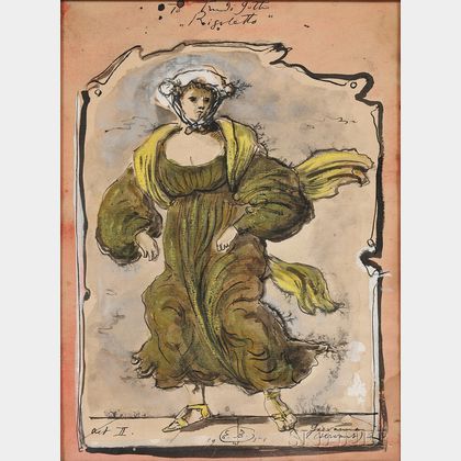 Eugene Berman (American, 1899-1972) Costume Design for Giovanna from Verdi's Rigoletto
