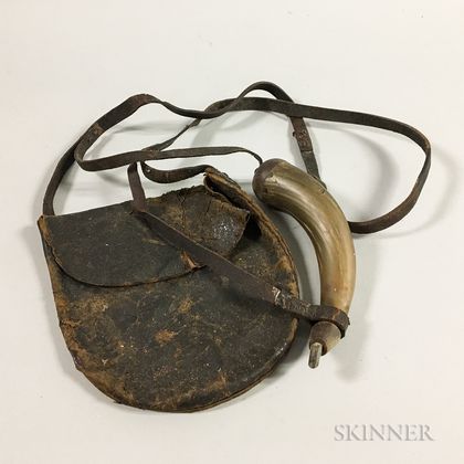 Leather Hunting Pouch and a Powder Horn