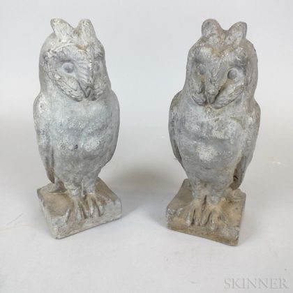 Pair of Lead Owl Doorstops