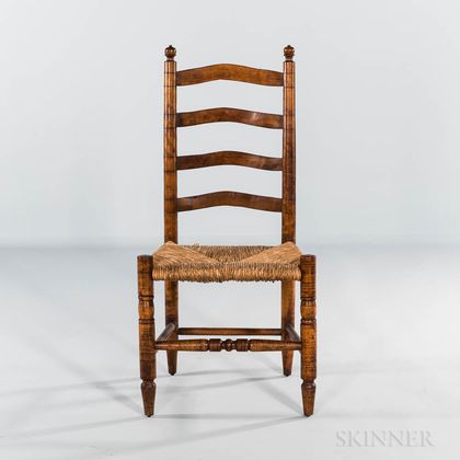 Small Tiger Maple Slat-back Side Chair