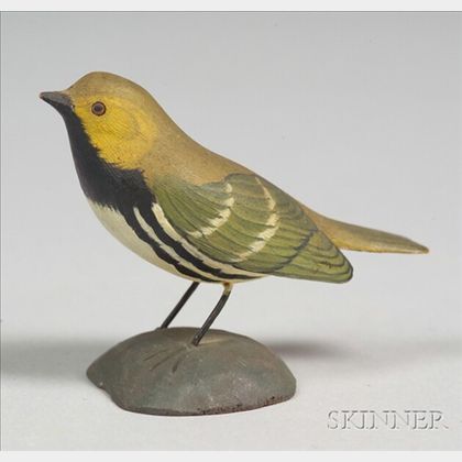 Jess Blackstone (1909-1988) Carved Miniature Black-Throated Green Warbler