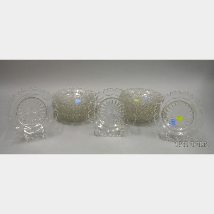 Set of Approximately Twenty-Two Cut Glass Serving Plates