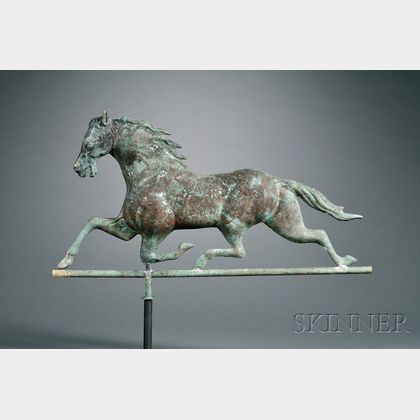 Molded Copper and Cast Brass Running Horse Weather Vane
