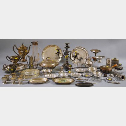 Large Group of Miscellaneous Silver and Silver-plated Serving Pieces and Flatware