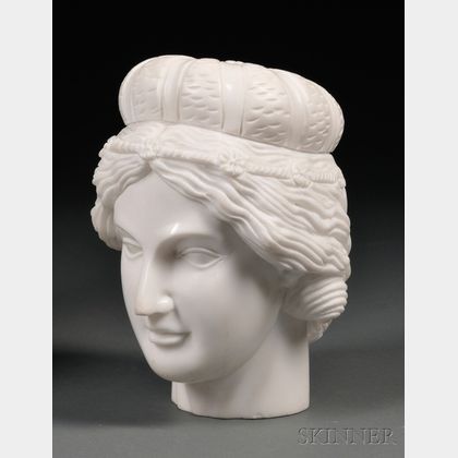 Classical-style Carved Marble Head of a Goddess