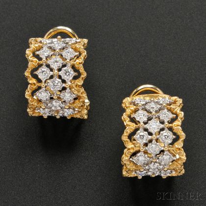 18kt Gold and Diamond Hoop Earrings, Buccellati
