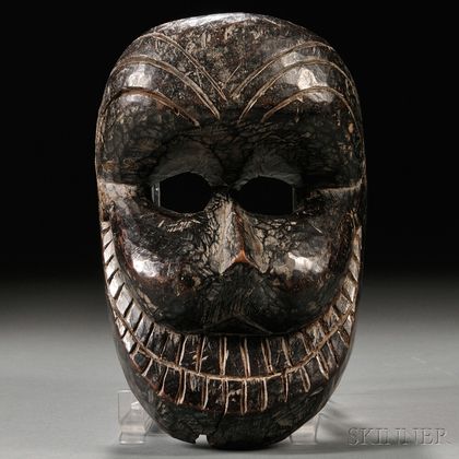 Wooden Mask of a Bearded Man