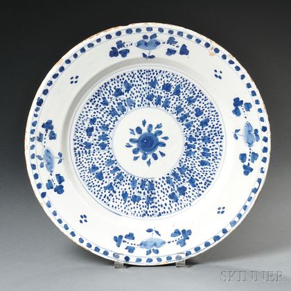 Delftware Blue and White Floral-decorated Charger