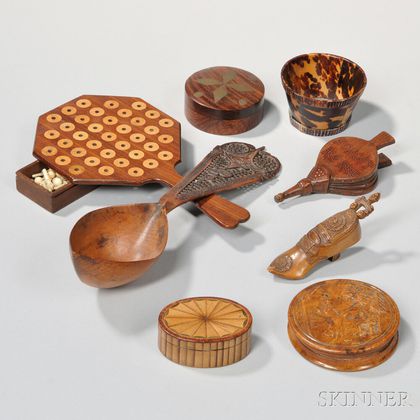 Eight Carved and Inlaid Items