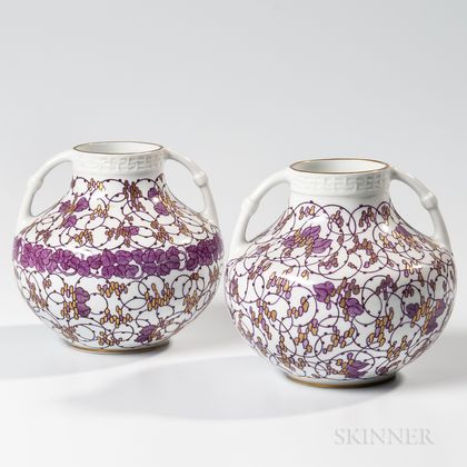 Two Adelbert Niemeyer Nymphenburg Handled Vases