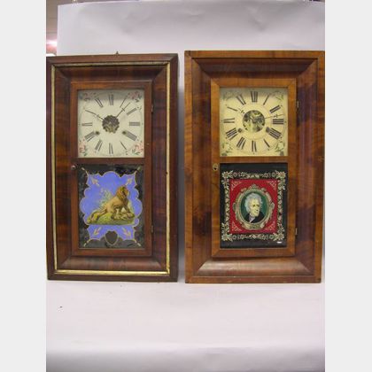 Jeromes, Gilbert, Grant and Co. and Waterbury Clock Co. Empire Mahogany Veneer Ogee Mantel Clocks