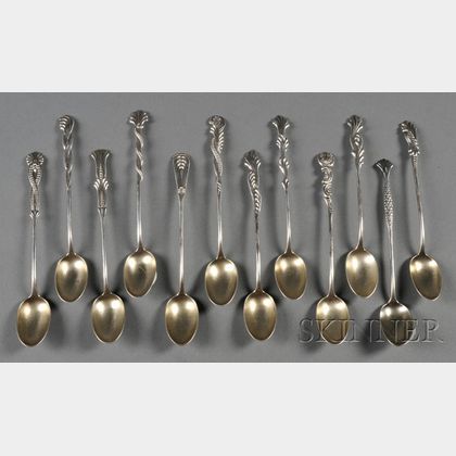 Set of Twelve George W. Shiebler Sterling Iced Tea Spoons