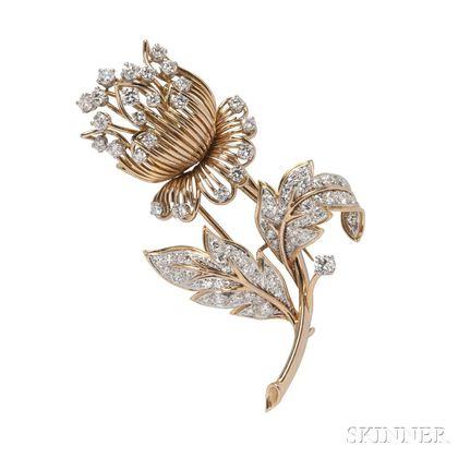 18kt Gold and Diamond Brooch, Vourakis