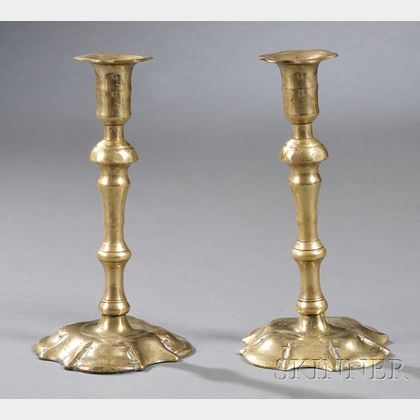 Pair of Early Georgian Brass Candlesticks