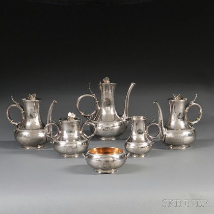 Six-piece Gorham Coin Silver Civil War Presentation Tea Set