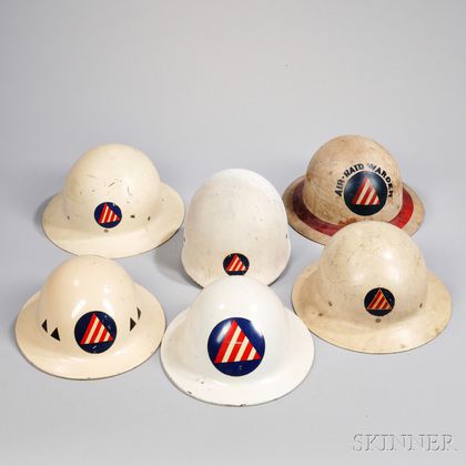 Six Civil Defense Helmets Auction Number 2802T Lot Number 1334