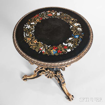 Italian Pietra Dura and Carved Parcel-giltwood Table
