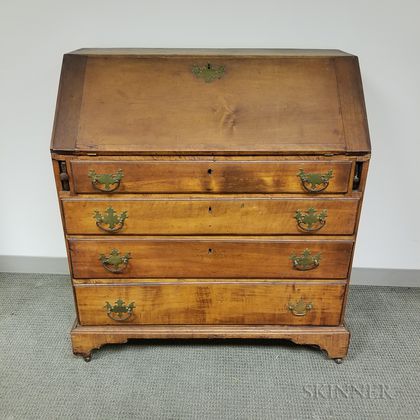 Chippendale Birch Slant-lid Desk and a Fancy Chair