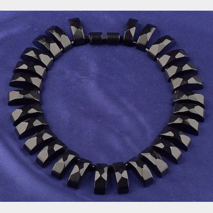 Bakelite Faceted Licorice Fringe Necklace