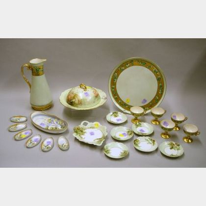 Four Small Groups of Hand-painted Porcelain Tableware