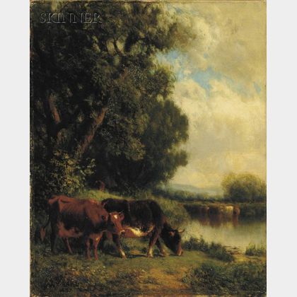 William M. Hart (American, 1823-1894) Landscape with Cattle