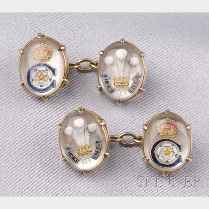 Antique Reverse Crystal Cuff Links