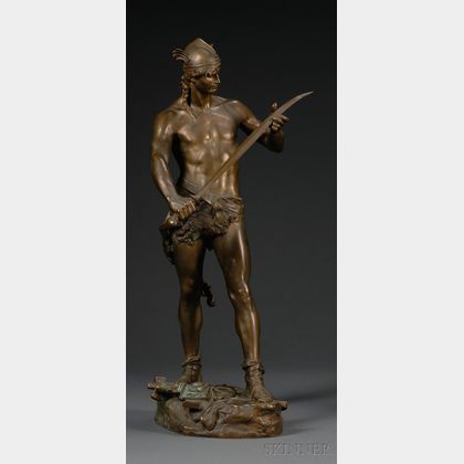 Andre-Paul-Arthur Massoulle (French, 1851-1901),Bronze Figure of a Warrior, Sword of Valor