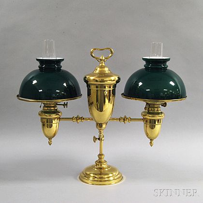 A.A. Vantine & Co. Brass Double Student Lamp
