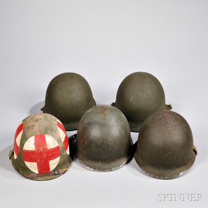Five M1 Helmets and Liners
