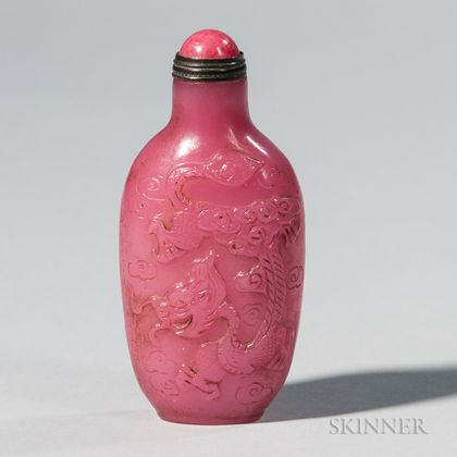 Pink Peking Glass Snuff Bottle