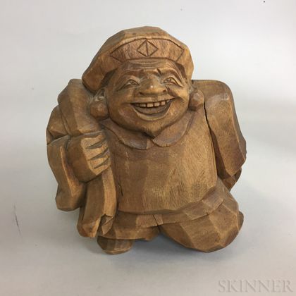Asian Carved Wood Figure of a Man